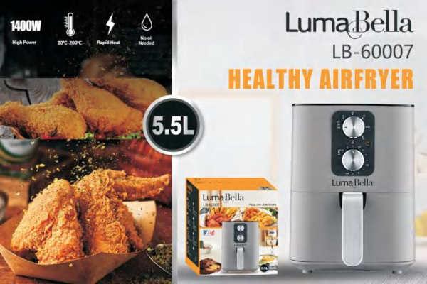 قلاية هوائية 5.5 لتر تحكم يدوي 1400 وات لوما بيلا B-9002