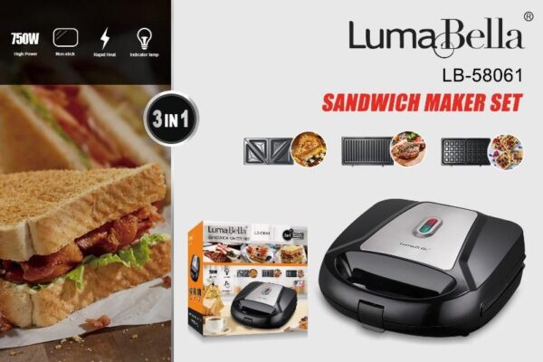 1X3 ساندوتش ميكر 750 وات لوما بيلا LB-58061